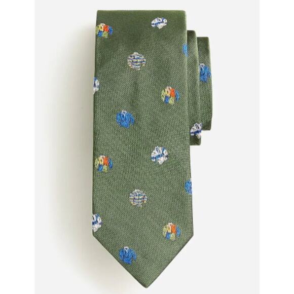 J.Crew One Size Men's Neck Tie Green Rugby English Silk Tie Preppy J Crew Office - Picture 1 of 7